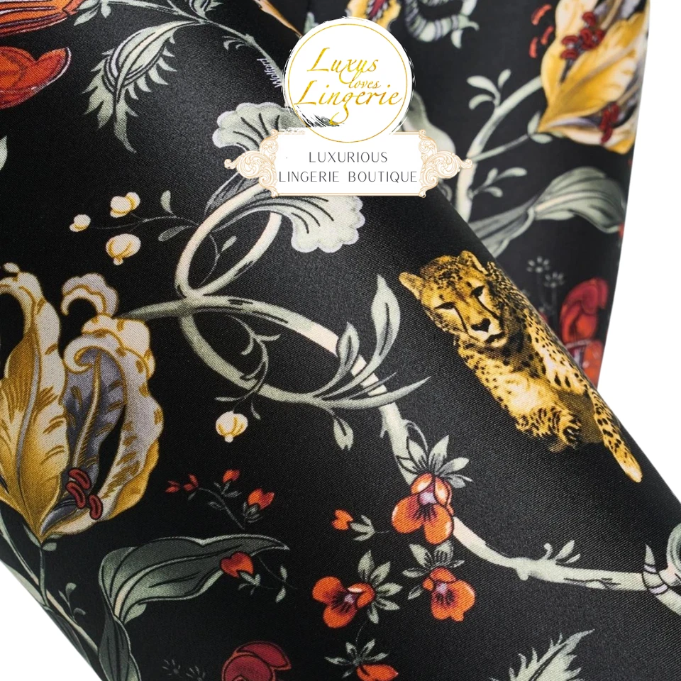 Jungle Print Tights Wolford Xs Floral Cheetah Pantyhose Opaque Satin Shine - Image 2 of 2