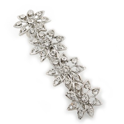Bridal Wedding Prom Silver Tone Crystal Diamante  display picture 2