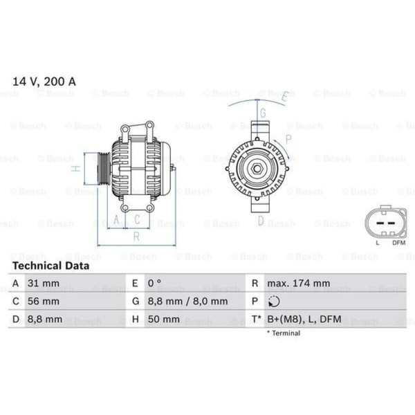 Bosch Generator Lichtmaschine 200A 14V Passend FüR Mercedes-Benz E-Klasse-image