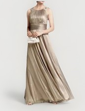 Bronze Gold Elegant Tulle Jeweled Formal BallGown By Cachet StunningSz8 Preowned
