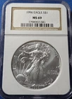 A 1996 $1 American Silver Eagle NGC MS69 Brown Label
