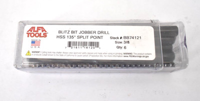 Alfa Tools Blitz Bit Jobber Drill Bits HSS 135° Split Point 6 Pack 3/8'' Size