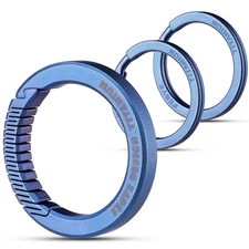 [Tisur] Keychain Men'S Titanium Carabiner With Key Ring For Key Case (Blu_