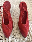Y2K Joseph Magnin Herbert Levine Red  Paisley Kitten Heel 2001 Sz 6/7 — photo 1