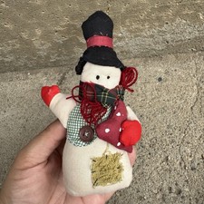 VTG Cloth Snowman Ornament Farmhouse Christmas Rustic