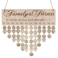 Birthday Reminder Calendar Wooden Plaque Wall Hanging Family Decor Tags