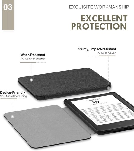 Leather Cover Smart Tablet Case Cover for AMAZON Kindle 10 2019 Black - Picture 2 of 8