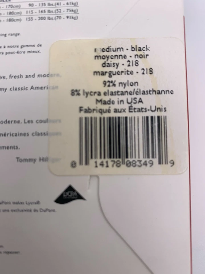 1 pr Medias Tommy Hilfiger Caladas Patrón Margarita Moda - Medianas - Malla Negra Foto 3 de 3