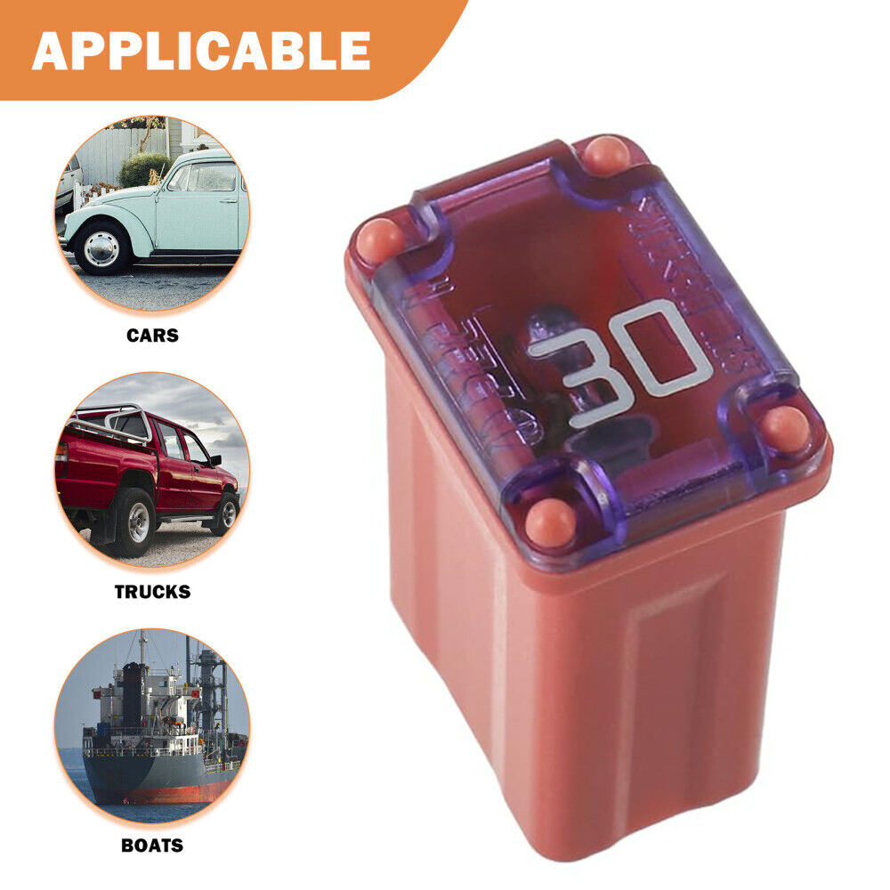 6PCS 30A 32V Slow Blow Car Fuses - Mini Slotted Fuse Kit For Cars, Trucks & SUVs
