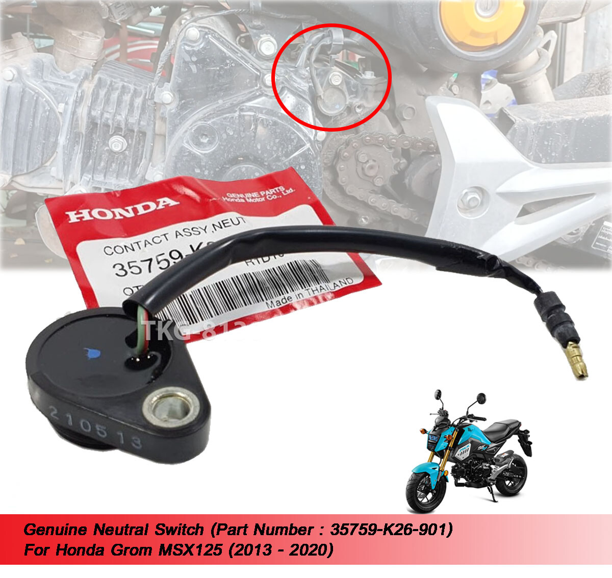 Genuine Neutral Switch For Honda Grom MSX125 2013 2014 2015 2016