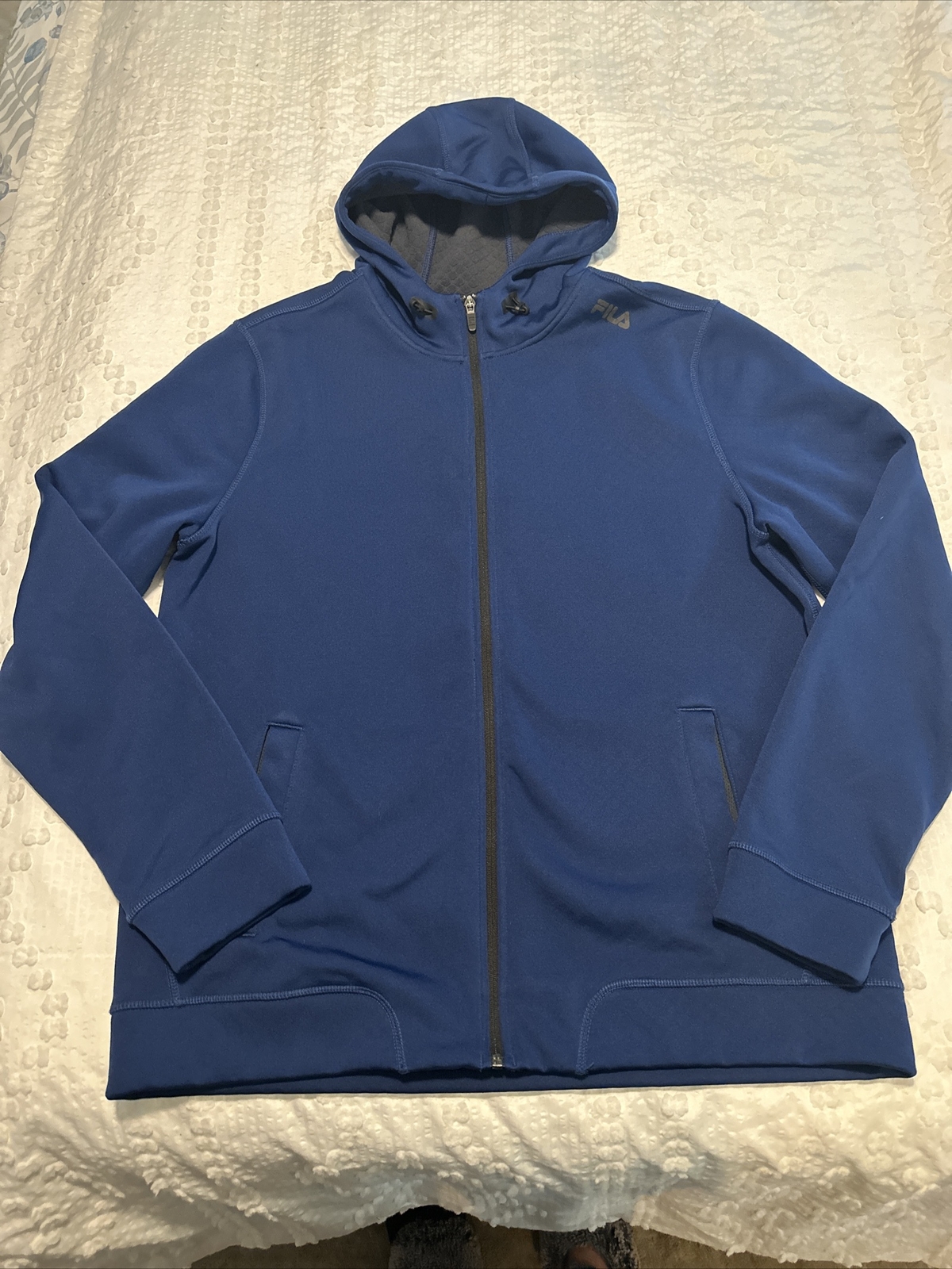 Felpa con cappuccio con cerniera completa Fila XL blu intenso