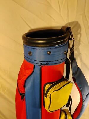 Vintage Retro Golf Bag 80s Red Blue Yellow Great Condition 30in