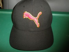 Puma Adult Large/XL Fitted Black Red Cat Cap Hat EUC Hat 2