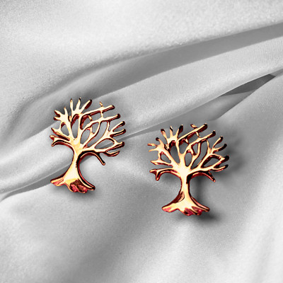 Tree of Life Mini Stud Earrings - 925 Sterling Rose Gold Plated Earrings - EAR925 -