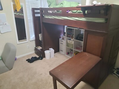 Solid Wood Loft Bed with Dresser, Drawers, Shelf, and Detachable Desk - Perfect 