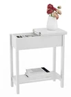 White Wooden Narrow Flip Top Sofa Bed Side End Table Night Stand Storage Console
