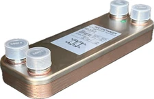 10-Plate 4-1/4"x12" Brazed Plate Heat Exchanger, 1" MPT Ports, 316L S Steel