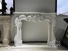 BEAUTIFUL CARVED FRENCH STYLE MARBLE FIREPLACE MANTEL - JX23