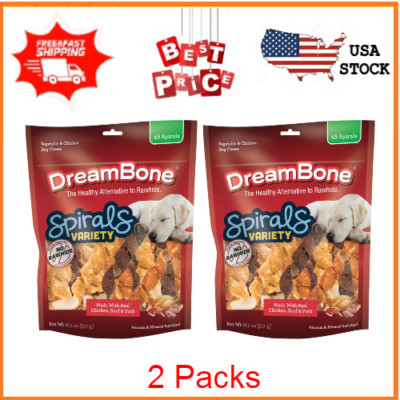DreamBone Spirals Variety Pack Rawhide-Free Dog Chews, 18.2 Oz. (90 Count)