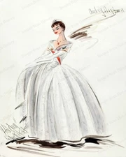 8x10 Print Audrey Hepburn Edith Head Costume Sketch Roman Holiday 1953 #RMB