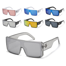 Biohazard Sunglasses Flat Top Plastic Frames One Piece Shield Mirror Lenses Men.