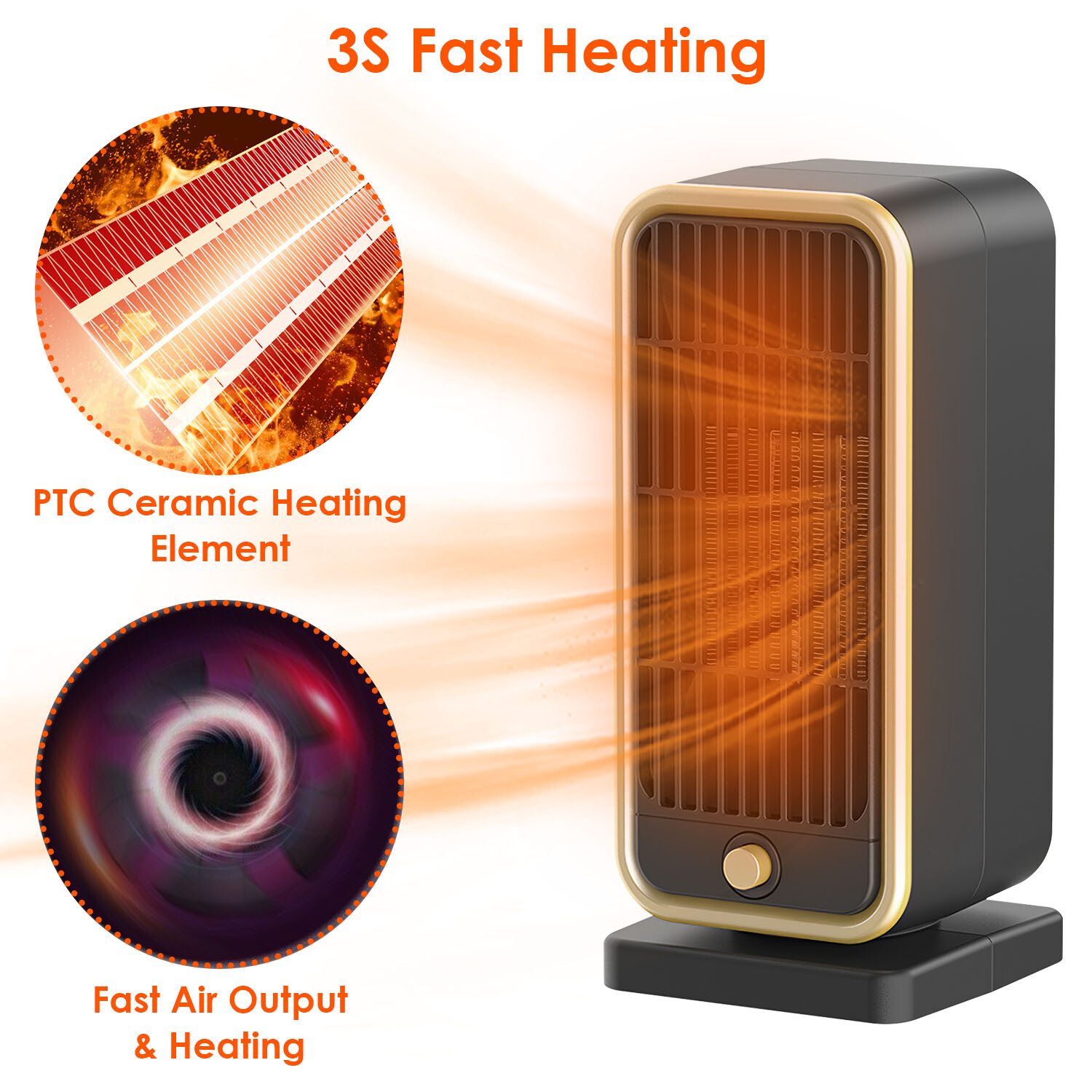 500W Ceramic Heater Fan Quick Heating Overheating Protection Home Office Use