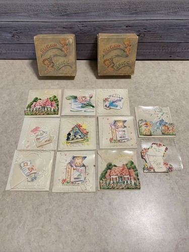 10- 1940s SUGAR 'N SPICE Everything Nice Die Cut Greeting Cards/Envelopes/Boxes - Picture 4 of 14