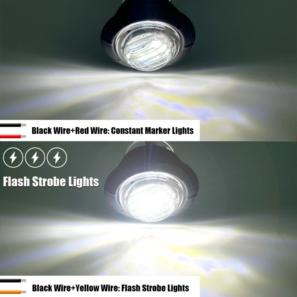 3/4" LED Marker Lights Round Clearance Truck RV Trailer Flash 12V Bullet Lamps - Image 4 of 4