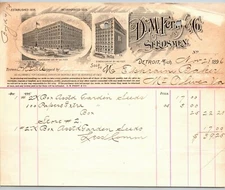 1896 Letterhead Billhead D.M. Ferry Seeds Seedsmen Detroit Ephraim Baker* 