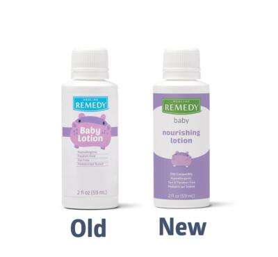 Medline Remedy Baby Nourishing Lotion, Powder Scent, 2 oz, 2 pk