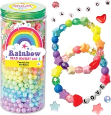 Creativity for Kids Rainbow Bead Jar Jewelry Making Kit: Makes 40+ Friendship Br