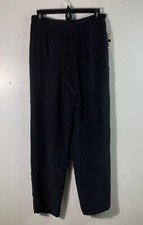 Womens Vintage Robbie Bee Silk Trousers Pants Lined Black 6 Front Zip NWT Straig