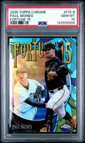 144939998 Paul Skenes 2025 Topps Chrome #F15-8 Fortune 15 PSA 10