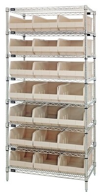 Quantum Storage Systems - WR8-445IV - Wire Shelving Unit W/21 Ivory Bins