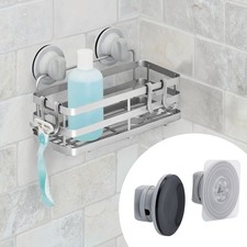 Adhesive/Suction Mount Shower Storage Basket Satin Nickel