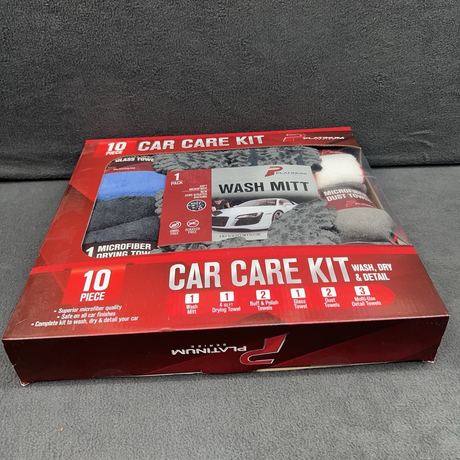 Platinum Series 10 Piece Car Care Kit Wash Dry & Detail Your Car Microfiber NEW
