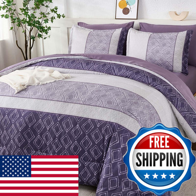 Dinjoy Boho Queen Comforter Set Purple7 Piece Bed In A Bag Queen Size