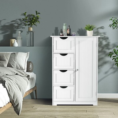 Modern 4-Drawers Bathroom Storage Cabinet Collection Home Furniure White Cupboad