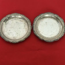2pc Silver Plated Trinket Dish -Plate - Candle Holder -Coaster  Decor Vintage