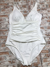 Jantzen Women's Swimsuit Sz 14 One Piece Tummy Control white Lightly Padded