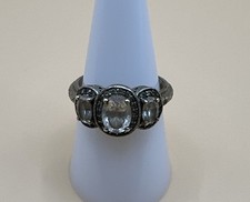 925 Sterling Silver Three-Stone Ring / Size 9