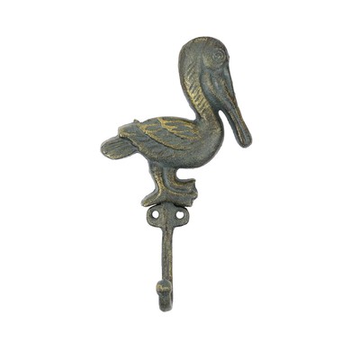 Coastal Pelican Wall Hook Hat Coat Hanger Bath Towel Rack Nautical Home Decor