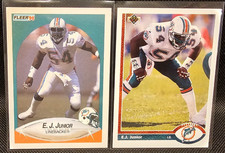 E.J. Junior Miami Dolphins lot of 2 Football Cards
