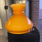 Vintage Lamp Shade mustard yellow orange ruffled glass lamp shade