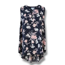 Sienna Sky Women’s Black Floral Sleeveless Blouse - Small Lightweight Top