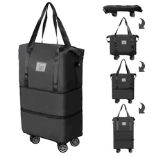 50L Expandable Rolling Duffel Bag with Wheels Foldable Duffel Bag for Travel ...