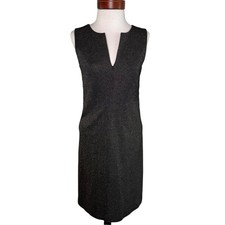 Trina Turk Wool Blend Sheath Dress Sz 4 Charcoal Black Metallic Career Cocktail