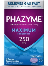 Phazyme Maximum Strength Gas  Bloating Relief, Works in Minutes, 36 Fast Gels...