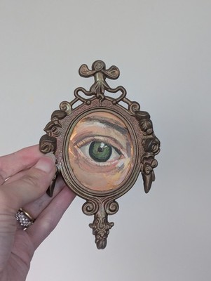 Gemälde eines Liebhabers Auge im Vintage verzierten Metallrahmen