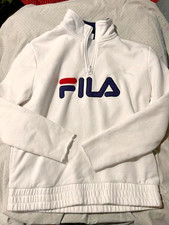 VINTAGE WHITE FILA 1/4 ZIP PULLOVER WOMENS SIZE SMALL